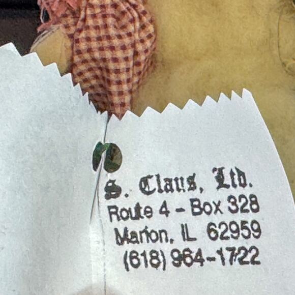 Primitive Folk Art Vintage Cloth Face Santa w Doll Christmas Tabletop Decor 11” - Picture 10 of 14